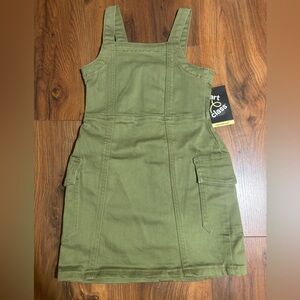 Art Class Girls’ Sleeveless Denim Jumper Dress - Green XS